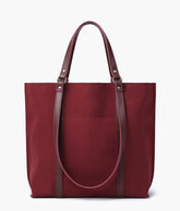 Burgundy suede double-handle tote bag